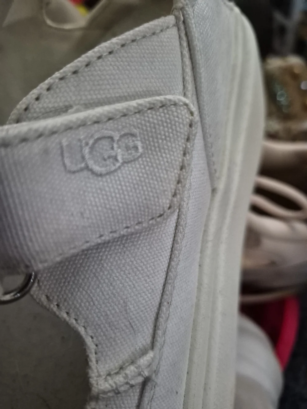 UGG Womens White Canvas Hook-and-Loop Sneakers